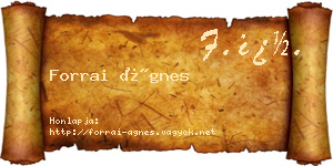Forrai Ágnes névjegykártya