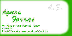 agnes forrai business card