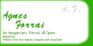 agnes forrai business card